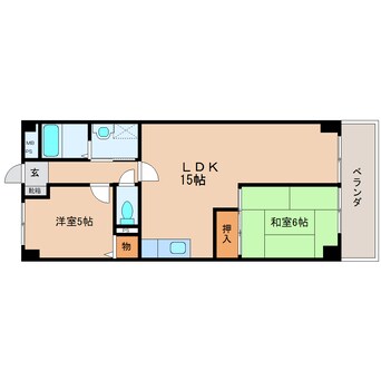 間取図 近鉄南大阪線/橿原神宮前駅 徒歩2分 2階 築29年