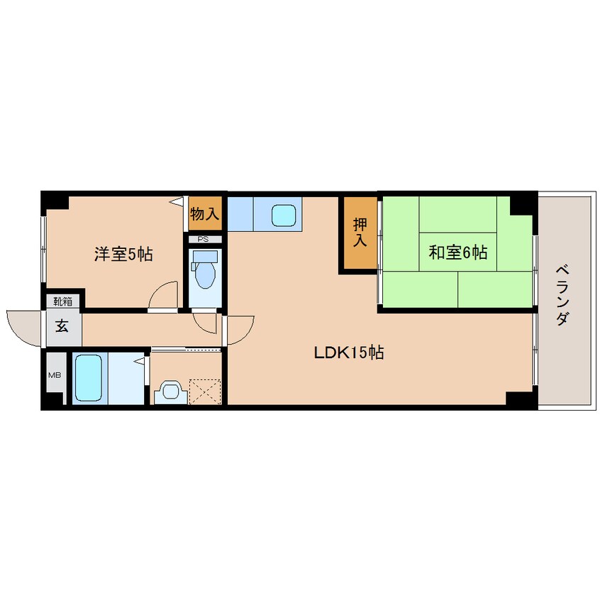 間取図 近鉄南大阪線/橿原神宮前駅 徒歩2分 6階 築29年