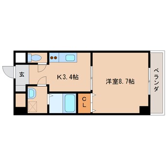 間取図 近鉄南大阪線/橿原神宮前駅 徒歩2分 2階 築20年