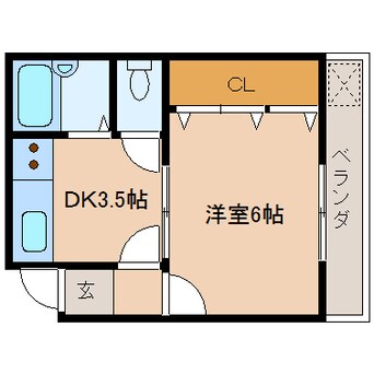 間取図 近鉄橿原線/畝傍御陵前駅 徒歩5分 2階 築24年