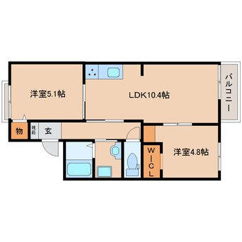 間取図 近鉄大阪線（近畿）/真菅駅 徒歩12分 2階 築28年