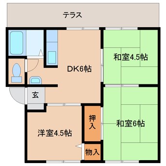 間取図 近鉄大阪線（近畿）/真菅駅 徒歩5分 1階 築32年