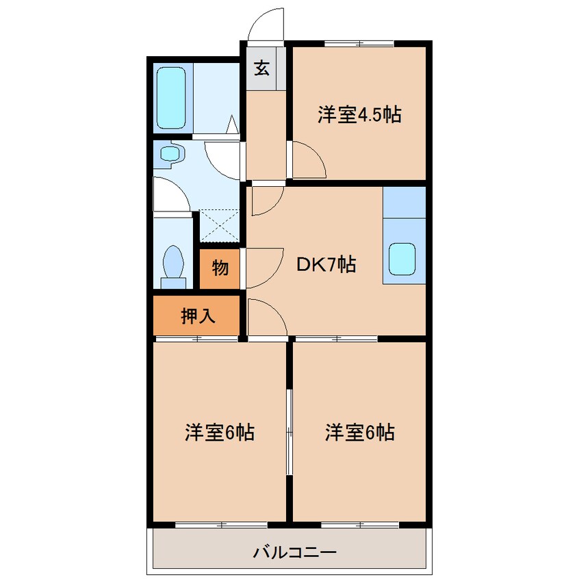 間取図 近鉄橿原線/田原本駅 徒歩11分 1階 築25年