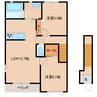 近鉄橿原線/笠縫駅 徒歩8分 2階 築20年 2LDKの間取り