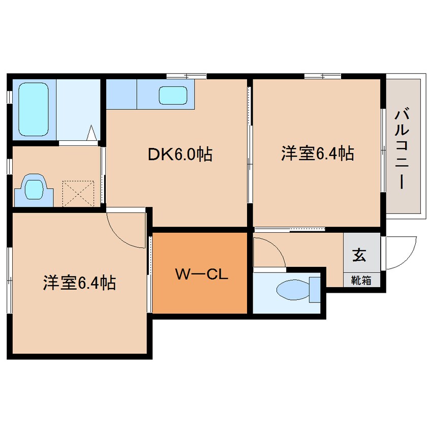 間取図 近鉄大阪線（近畿）/真菅駅 徒歩13分 1階 築19年