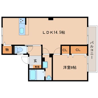 間取図 近鉄橿原線/畝傍御陵前駅 徒歩4分 2階 築29年