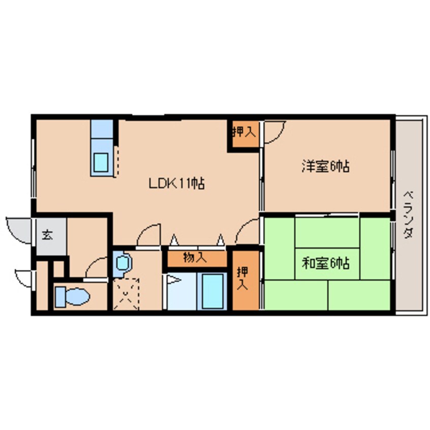 間取図 近鉄大阪線（近畿）/真菅駅 徒歩6分 1階 築25年