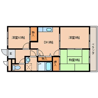 間取図 近鉄大阪線（近畿）/真菅駅 徒歩6分 2階 築25年