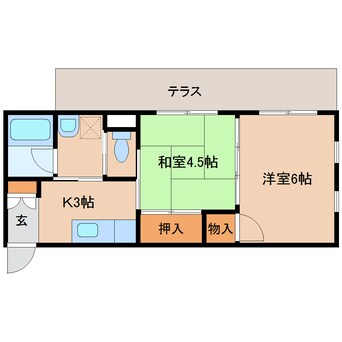 間取図 近鉄南大阪線/飛鳥駅 徒歩6分 1階 築25年