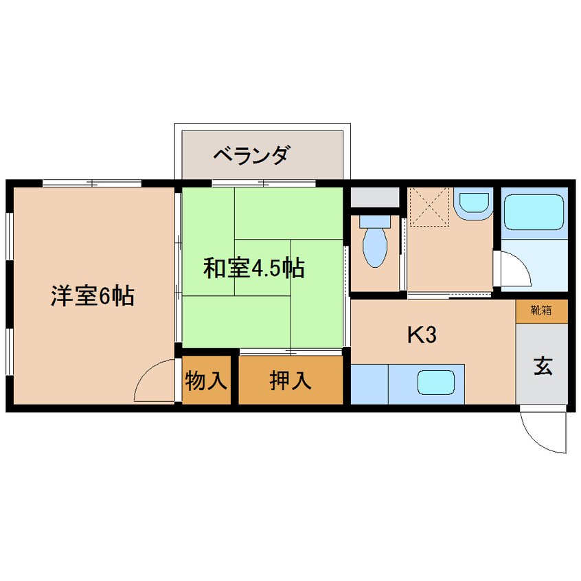 間取図 近鉄南大阪線/飛鳥駅 徒歩6分 1階 築25年