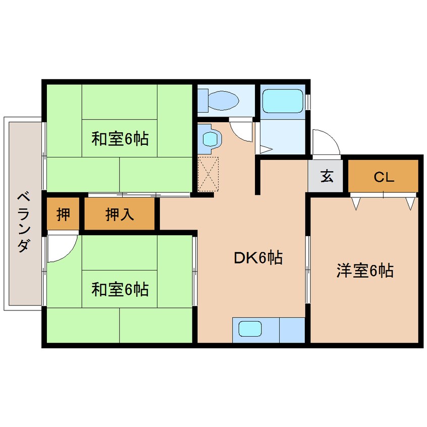 間取図 近鉄橿原線/新ノ口駅 徒歩9分 2階 築29年