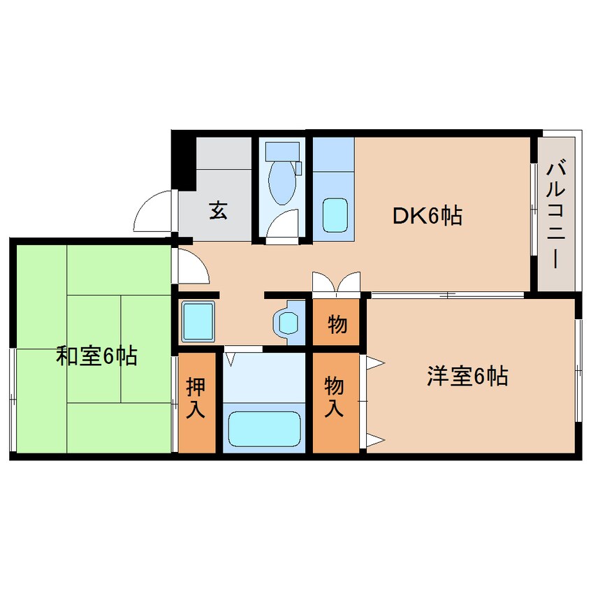 間取図 近鉄橿原線/新ノ口駅 徒歩8分 2階 築29年