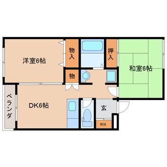 間取図 近鉄橿原線/新ノ口駅 徒歩8分 1階 築29年