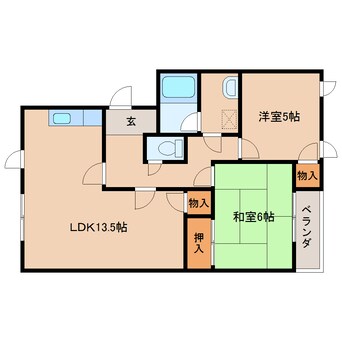 間取図 近鉄大阪線（近畿）/真菅駅 徒歩12分 2階 築29年