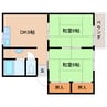 近鉄橿原線/田原本駅 徒歩10分 2階 築31年 2DKの間取り