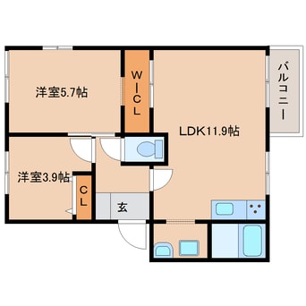 間取図 近鉄南大阪線/岡寺駅 徒歩6分 2階 築27年