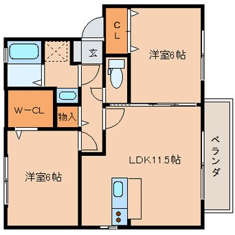 間取図 近鉄南大阪線/岡寺駅 徒歩10分 2階 築18年