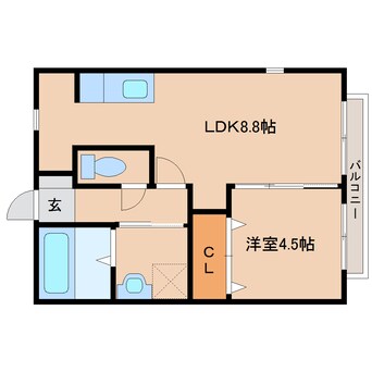 間取図 近鉄橿原線/八木西口駅 徒歩11分 2階 築18年