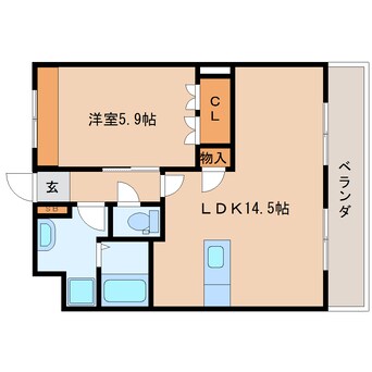 間取図 近鉄南大阪線/越部駅 徒歩10分 2階 築18年