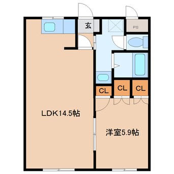 間取図 近鉄南大阪線/越部駅 徒歩10分 1階 築18年