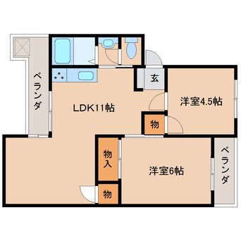 間取図 近鉄大阪線（近畿）/大和八木駅 徒歩10分 3階 築38年