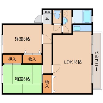 間取図 近鉄大阪線（近畿）/真菅駅 徒歩10分 2階 築30年