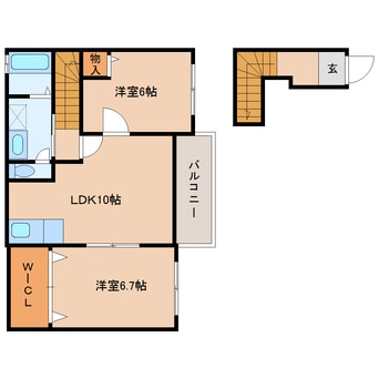 間取図 近鉄橿原線/八木西口駅 徒歩19分 2階 築18年