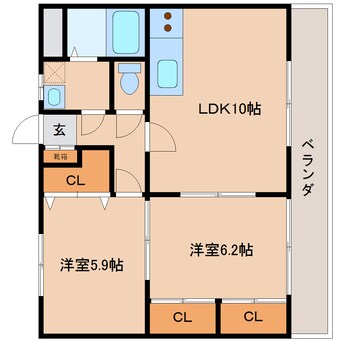 間取図 近鉄橿原線/田原本駅 徒歩15分 2階 築17年