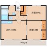 近鉄橿原線/田原本駅 徒歩15分 2階 築18年 2LDKの間取り