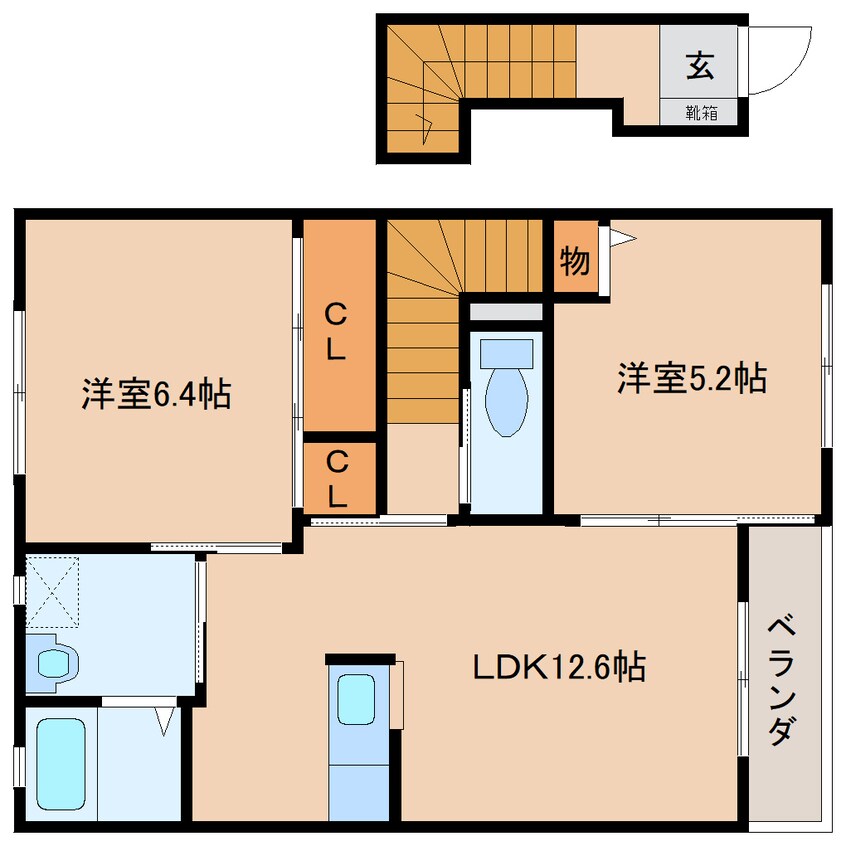 間取図 近鉄大阪線（近畿）/大和八木駅 徒歩10分 2階 築18年