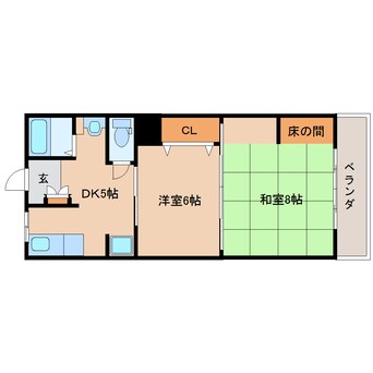 間取図 近鉄橿原線/八木西口駅 徒歩18分 2階 築43年