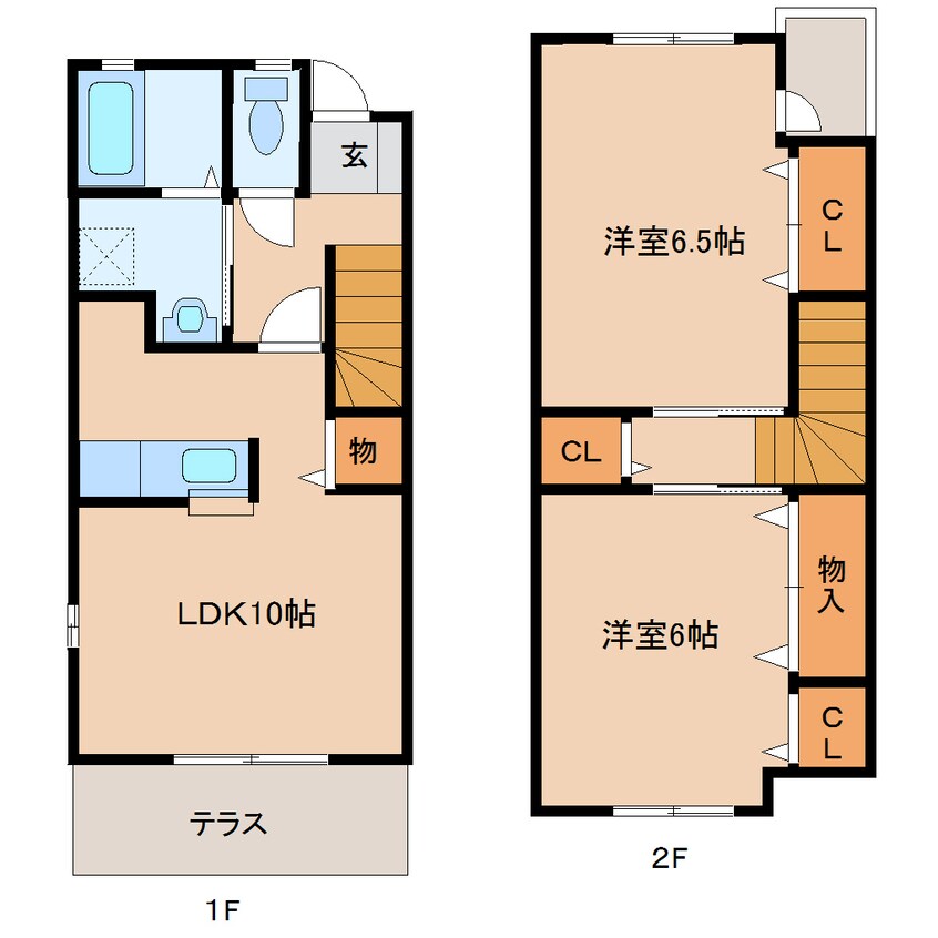 間取図 近鉄南大阪線/岡寺駅 徒歩15分 1-2階 築18年