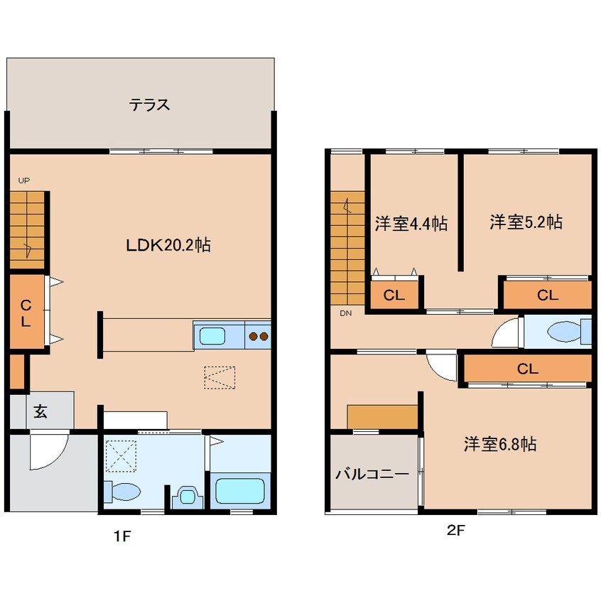 間取図 近鉄橿原線/田原本駅 徒歩14分 1-2階 築16年