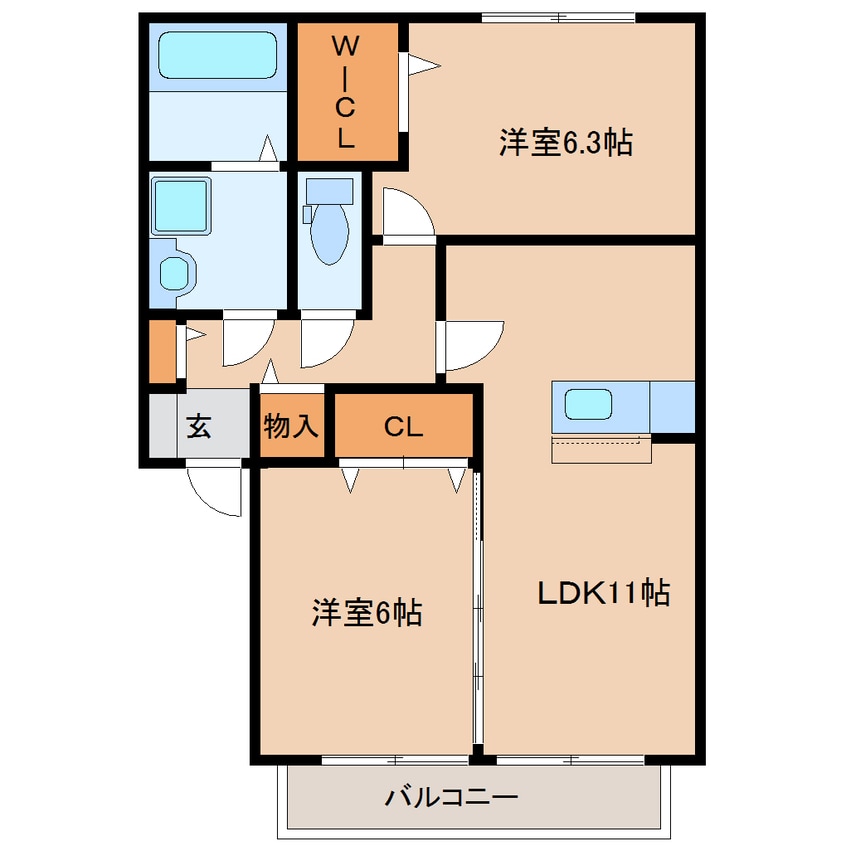 間取図 近鉄大阪線（近畿）/真菅駅 徒歩7分 2階 築17年
