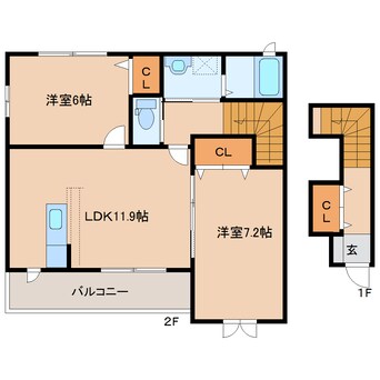 間取図 近鉄橿原線/橿原神宮前駅 徒歩15分 2階 築15年