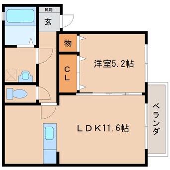 間取図 近鉄大阪線（近畿）/真菅駅 徒歩4分 1階 築15年