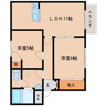 間取図 近鉄大阪線（近畿）/大和八木駅 徒歩15分 2階 築31年