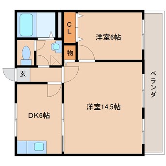 間取図 近鉄橿原線/八木西口駅 徒歩15分 2階 築40年