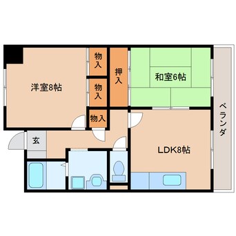 間取図 近鉄南大阪線/橿原神宮前駅 徒歩2分 3階 築32年