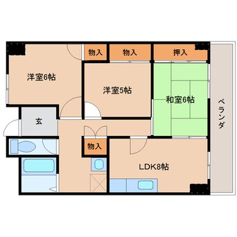 間取図 近鉄南大阪線/橿原神宮前駅 徒歩2分 3階 築32年