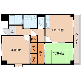 間取図 近鉄南大阪線/橿原神宮前駅 徒歩2分 5階 築32年