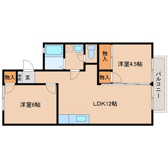 間取図 近鉄大阪線（近畿）/耳成駅 徒歩9分 1階 築37年