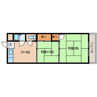 間取図 近鉄大阪線（近畿）/大和八木駅 徒歩8分 2階 築47年