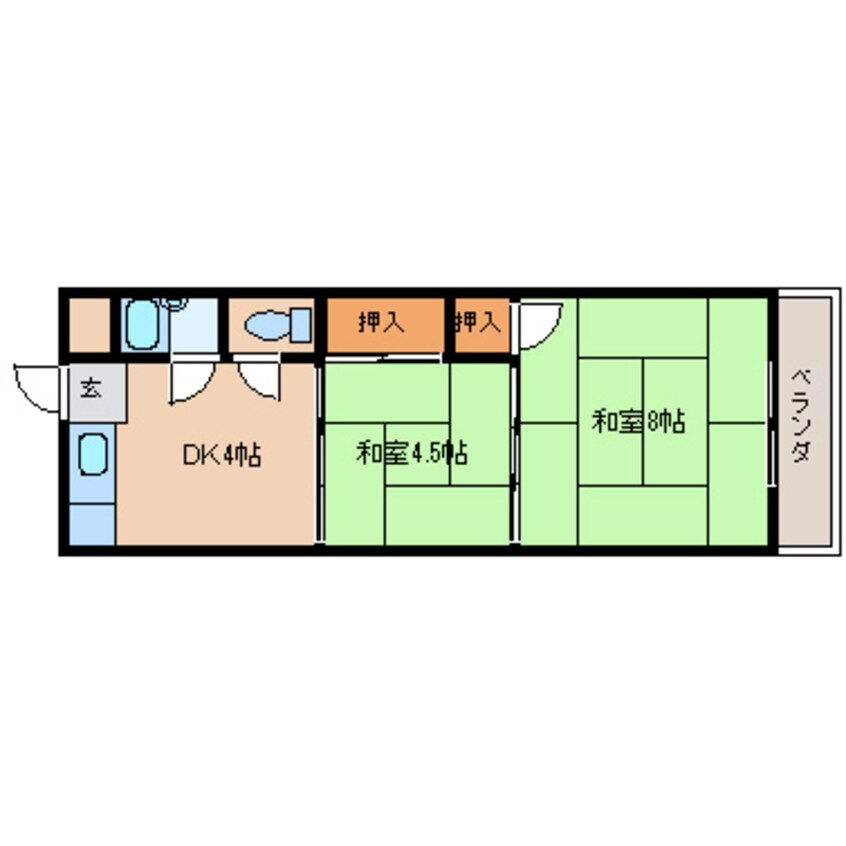 間取図 近鉄大阪線（近畿）/大和八木駅 徒歩8分 2階 築47年