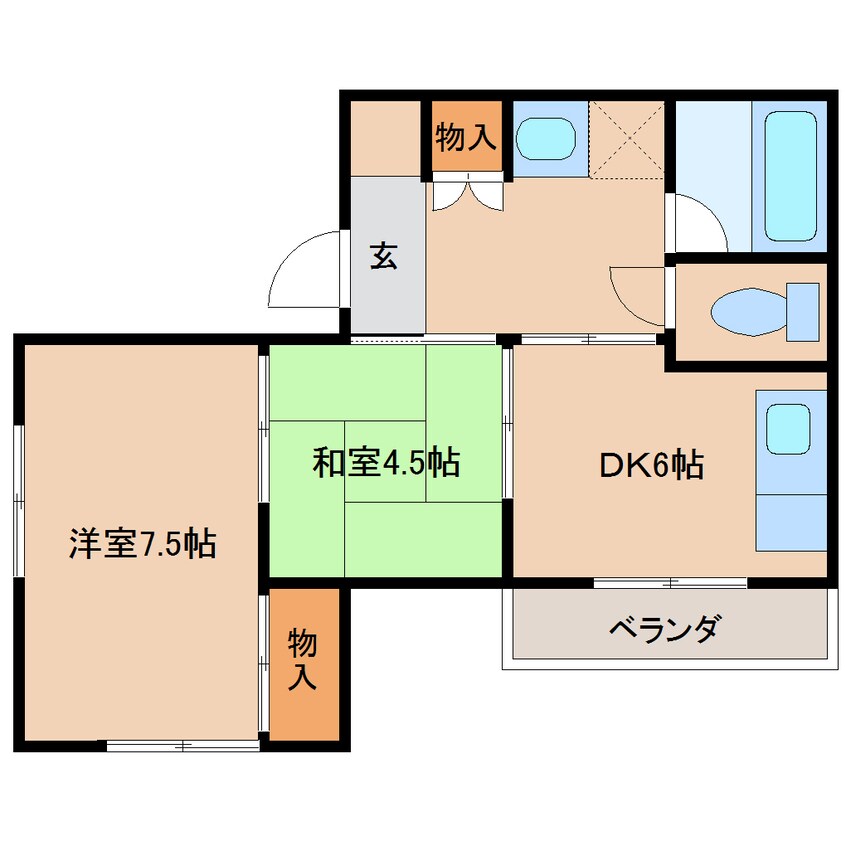 間取図 近鉄大阪線（近畿）/大和八木駅 徒歩5分 2階 築35年