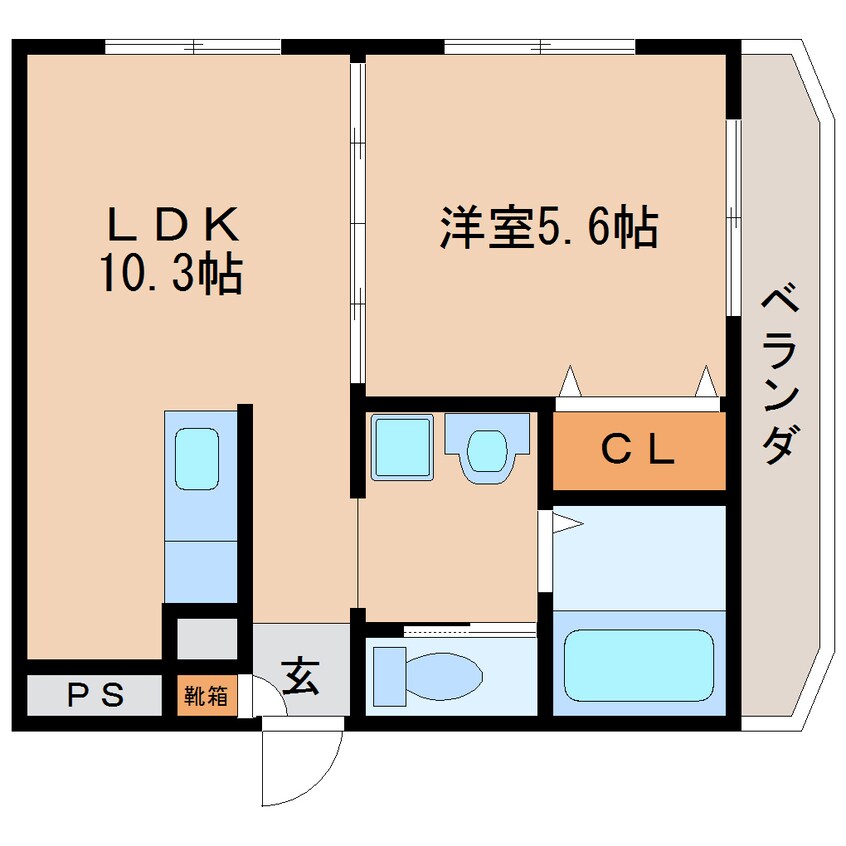 間取図 近鉄南大阪線/橿原神宮前駅 徒歩2分 3階 築35年