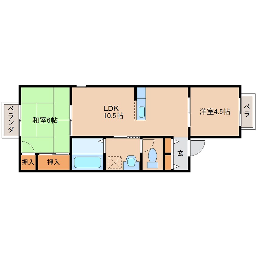 間取図 近鉄橿原線/新ノ口駅 徒歩7分 2階 築38年