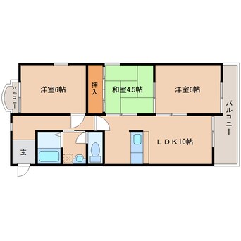 間取図 近鉄南大阪線/橿原神宮西口駅 徒歩5分 2階 築34年