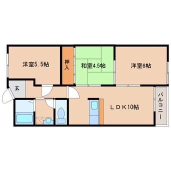 間取図 近鉄南大阪線/橿原神宮西口駅 徒歩5分 1階 築34年