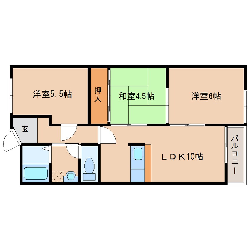 間取図 近鉄南大阪線/橿原神宮西口駅 徒歩5分 1階 築34年